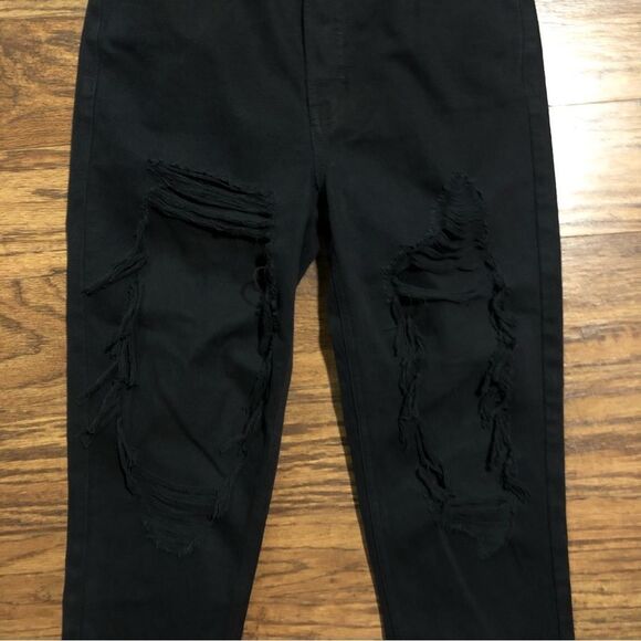 Pacsun Deep Black Distressed Ultra High Rise Slim Denim Jeans Size 26 - Picture 4 of 15